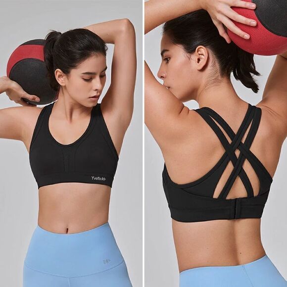 Yvette Power Cross Back Padded Running Sports Bra - Picture 1 of 12